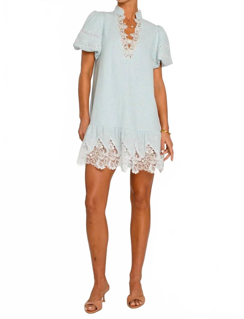 NEW ELIZABETH JAMES THE LABEL chessy mini dress in blue shirting stripe